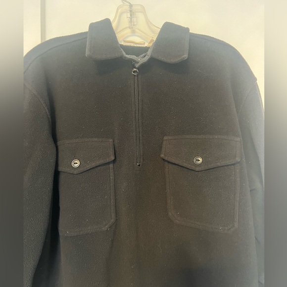 LLBean Men’s 90s Vintage Sport Pullover Black Collared Fleece Shacket size M - Picture 10 of 12